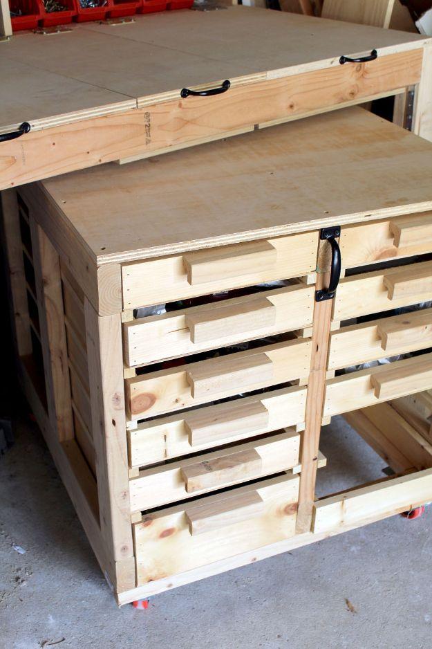 Rolling Tables With Storage, a garage storage idea, simple enough for a first try and a satisfying finish for not much work