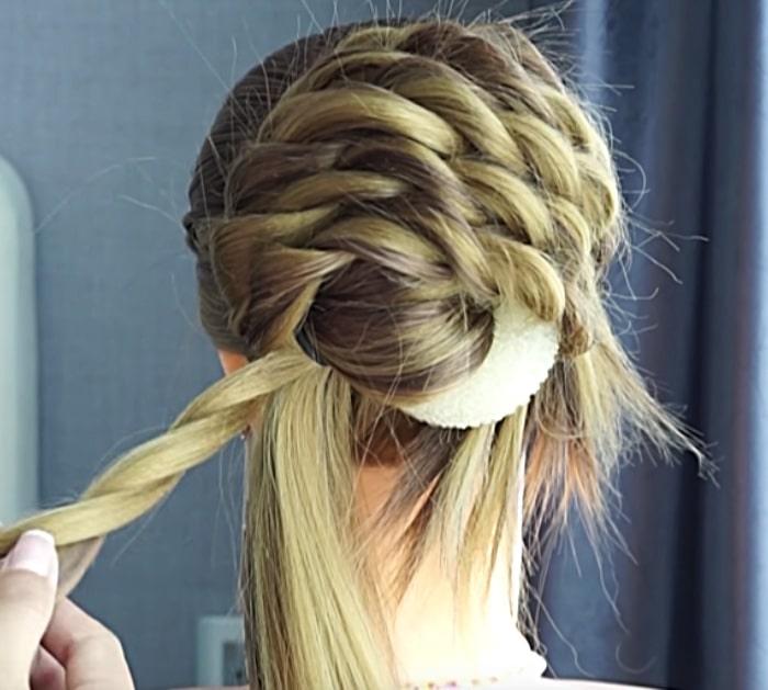 A French twist is a common "updo" hair styling technique. It is created by gathering the hair in one hand and twisting the hair upwards until it turns in on itself against the head