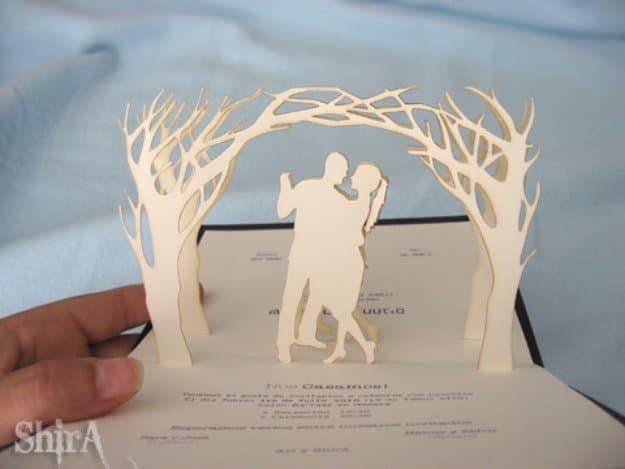 DIY Wedding Invitiations - Pop-up Wedding Invitation - Templates, Free Printables and Wording | Tutorials for Unique, Rustic, Elegant and Vintage Homemade Invites #weddinginvitatio