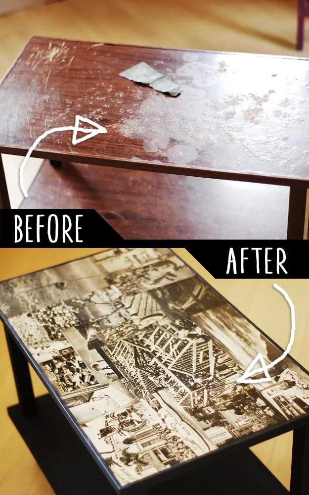 Decoupaged TV Cart Makover, a simple idea that makes a real difference and a fun project the whole family can help with