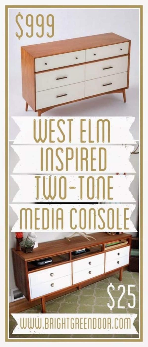 Mid Century Dresser Turned TV Console, low pressure enough to try this weekend and an idea worth saving for later
