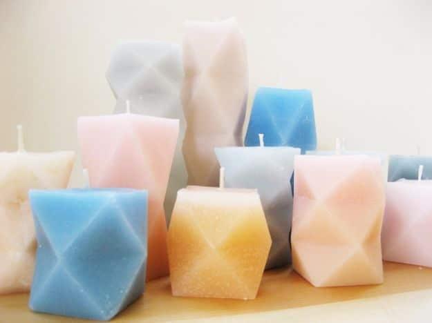 Geometric Candles, a pretty DIY candle idea for the home and a charming handmade touch for the table