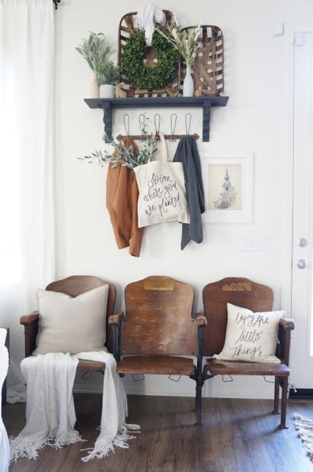 Vintage Theater Seat Entryway, a budget friendly way to update the space and a simple upgrade almost anyone can try