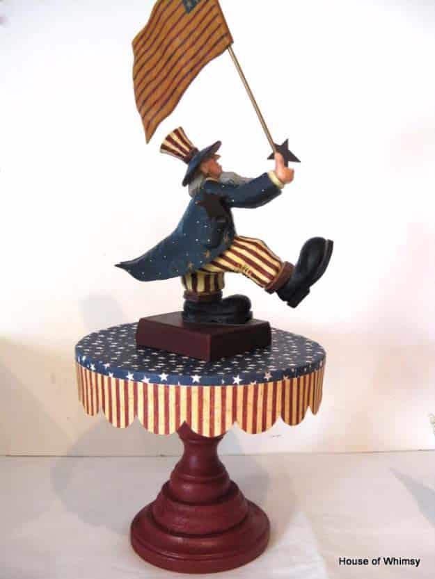 Rustic DIY Ideas With the American Flag | Patriotic Flag Country Crafts and DIY Projects for the Home and Backyard | Flag Inspired DIY Cake Stand