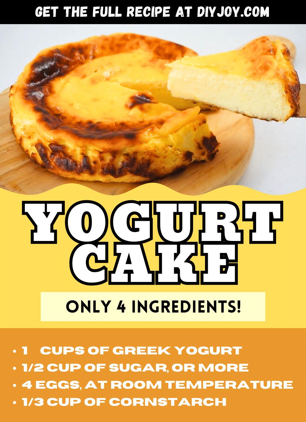 Easy 4-Ingredient Yogurt Cake Recipe