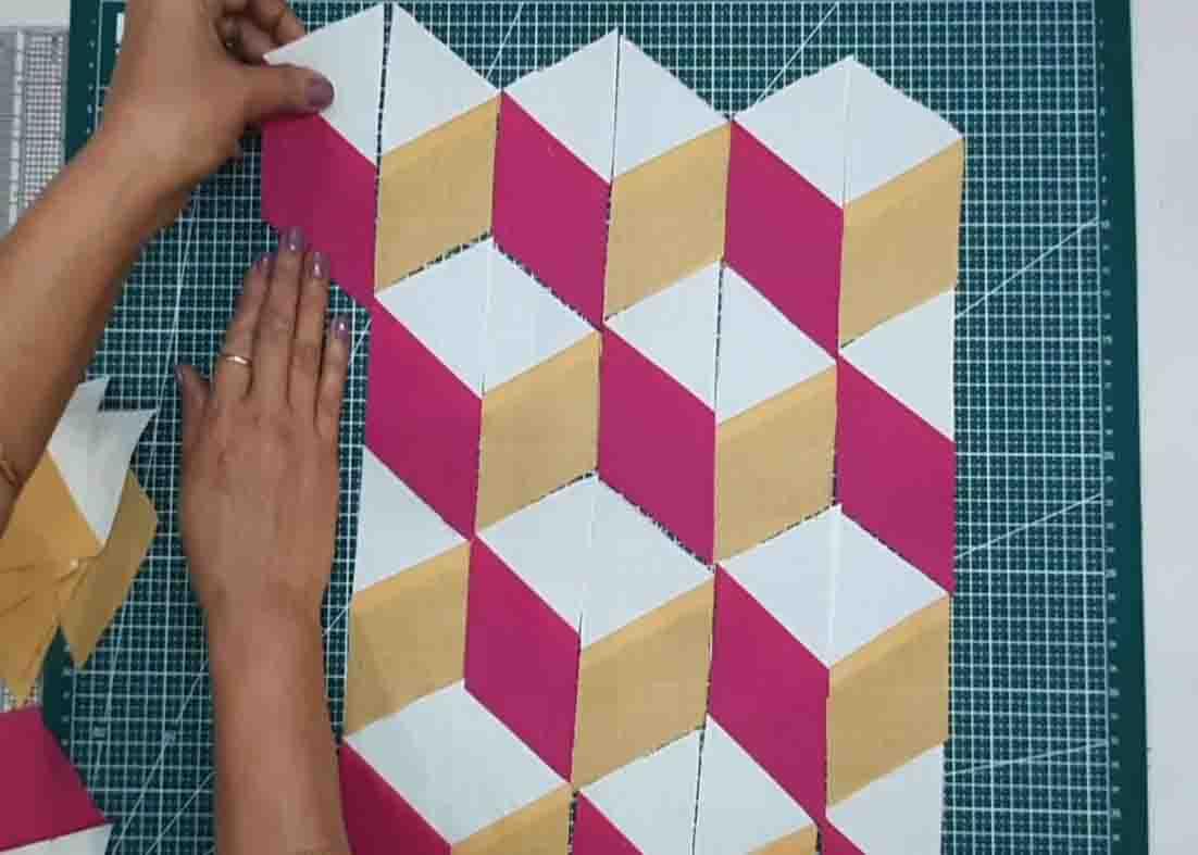 Laying the 3D quilt pieces together