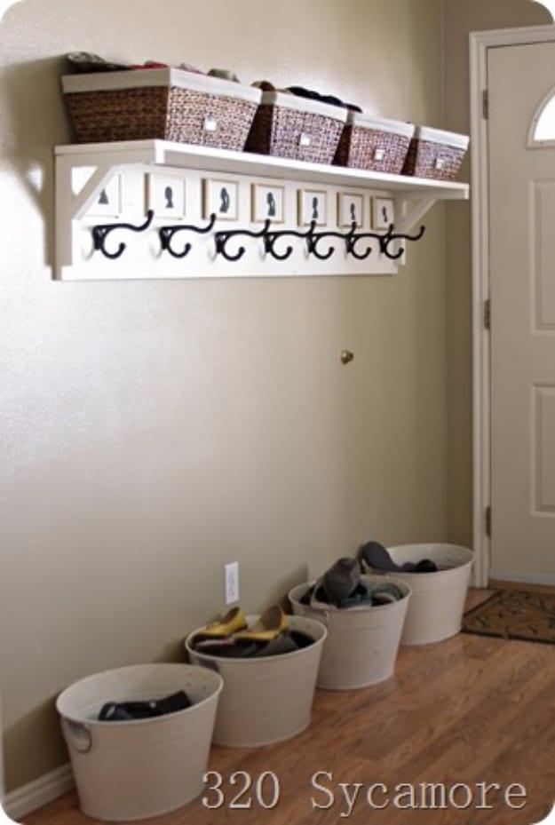 Simple Entryway Solution, one of the best entryway decor ideas on this list and a project that makes a great weekend activity