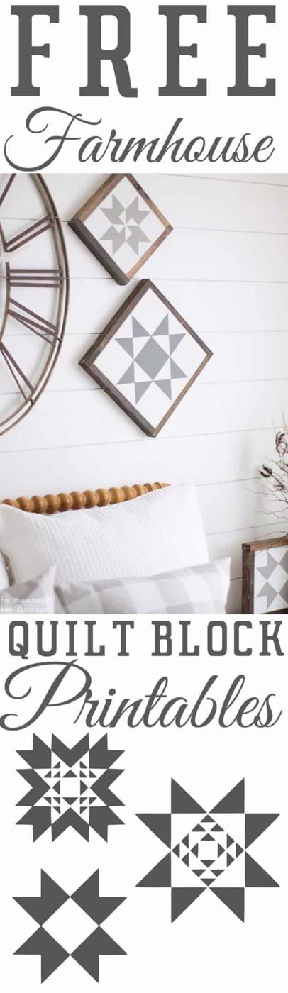 Free Farmhouse Quilt Block Printables, flexible enough to print on cardstock or standard paper alike