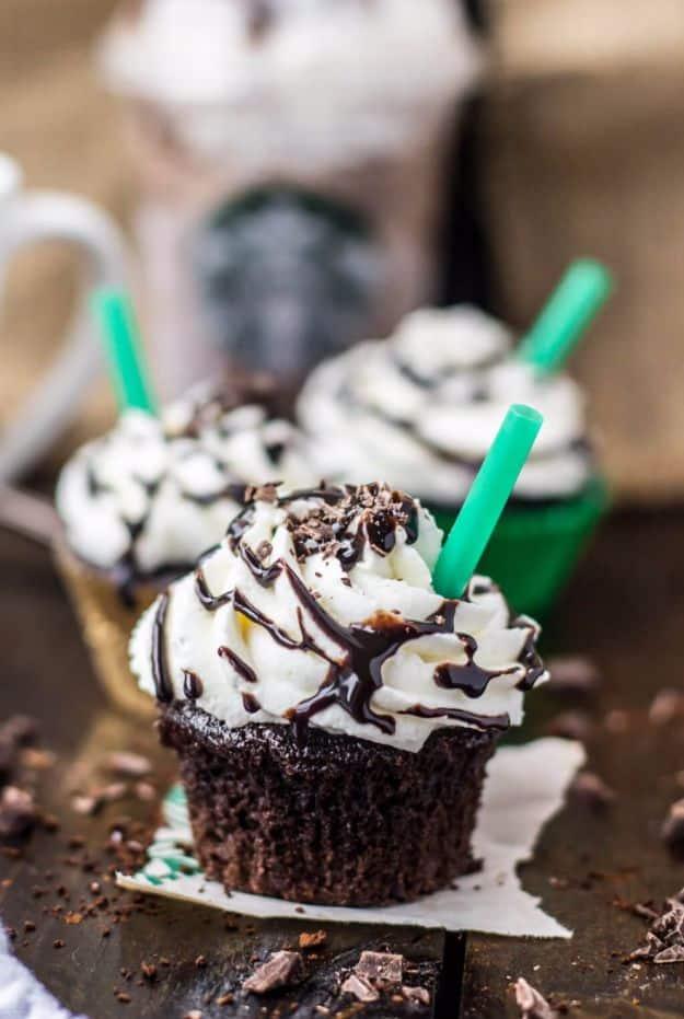 Cool Cupcake Decorating Ideas - Copycat Starbucks Double Chocolate Chip Frappuccino Cupcakes - Easy Ways To Decorate Cute, Adorable Cupcakes - Quick Recipes and Simple Decorating T