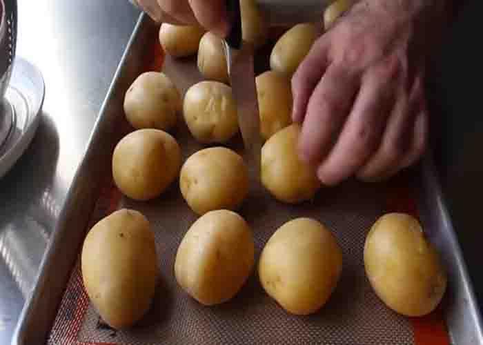 Chilling the potatoes before roasting them
