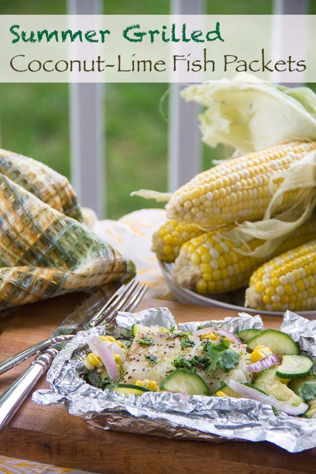 Summer Grilled Coconut-Lime Fish Packets, quick enough for a busy weeknight and warmth a cold evening was missing