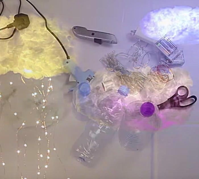 Try making these fantastic quick cheap easy DIY Cloud Hanging Cloud Lights