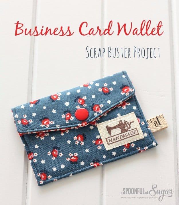 Fabric business card wallet sewn slim enough to slip easily into a pocket or the corner of a small bag