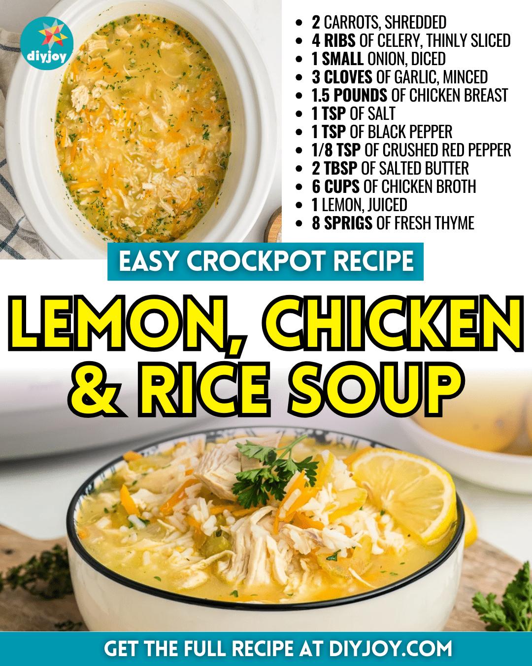 Easy Crockpot Lemon, Chicken, and Rice Soup Recipe