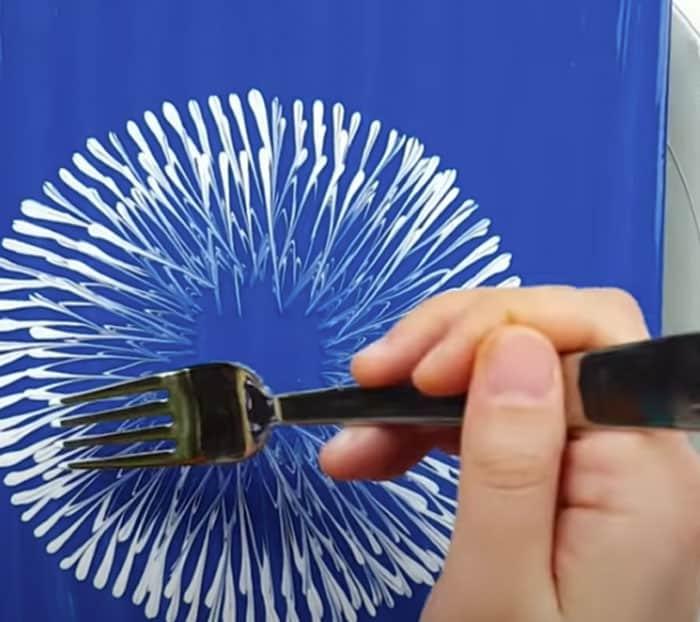 Dandelion Painting Using Fork - DIY Painting Hacks