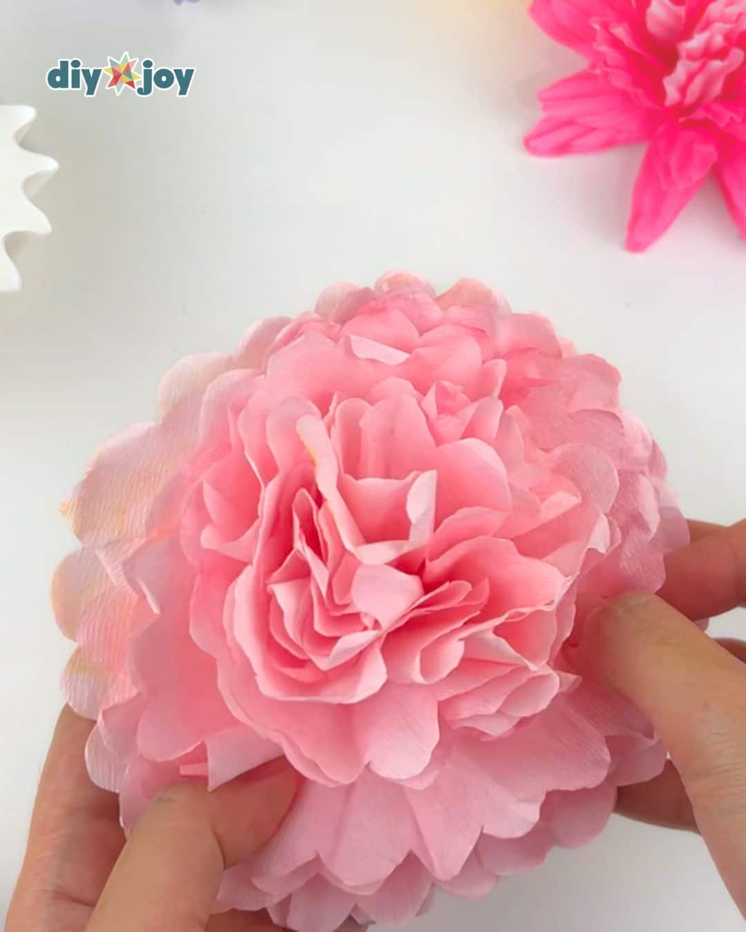 Homemade Coffee Filter Flowers — opening the petals