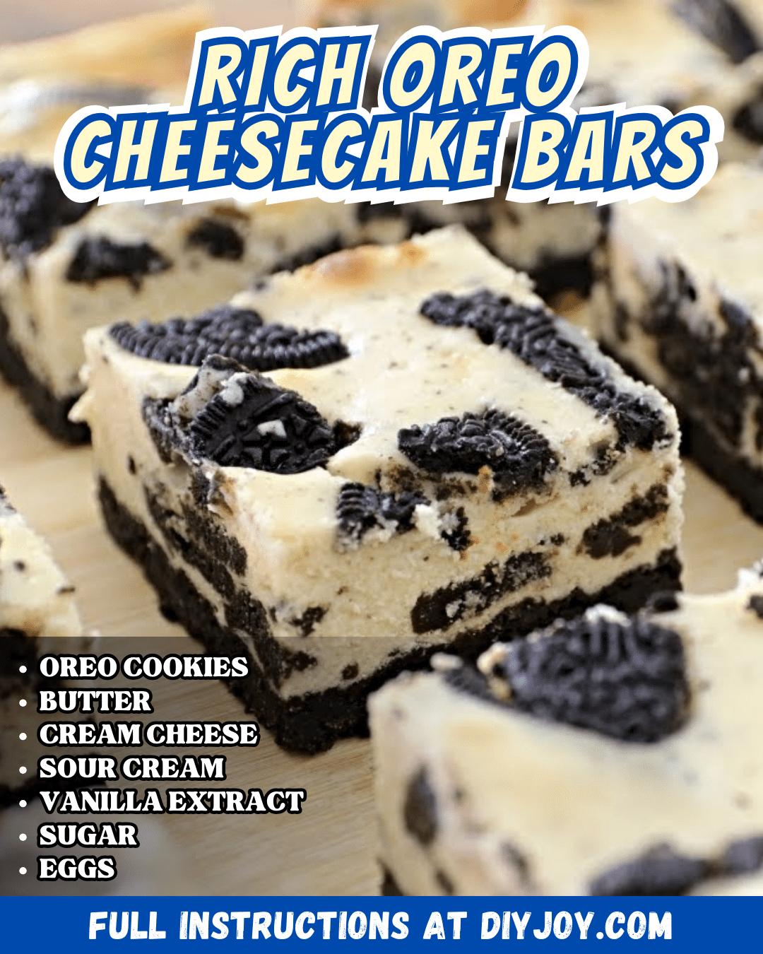 Easy-To-Make Rich Oreo Cheesecake Bars