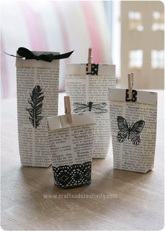 Old Books Gift Bags, simple enough to finish between wrapping paper runs and a homemade touch that beats another gift card