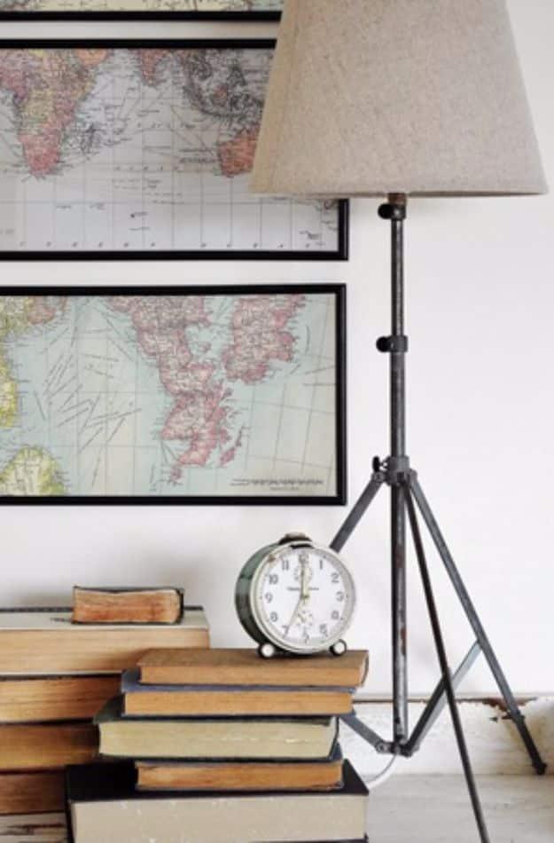Music Tripod Lamp, a creative indoor lighting idea for any room and a simple weekend project using basic supplies