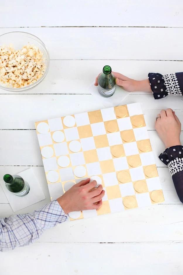 Gold Leaf Checkboard, a budget wedding present, easy to scale up for a whole batch and a keepsake worth handing down
