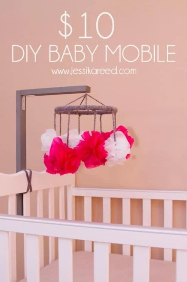 $10 DIY Baby Mobile, a DIY baby gift, an easy way to make a gift feel more personal and worth a second look