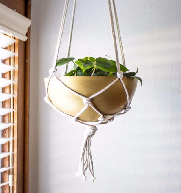 IKEA Hacks For The Bedroom - DIY Brass Hanging Planter - Best IKEA Furniture Hack Ideas for Bed, Storage, Nightstand, Closet System and Storage, Dresser, Vanity, Wall Art and Kids