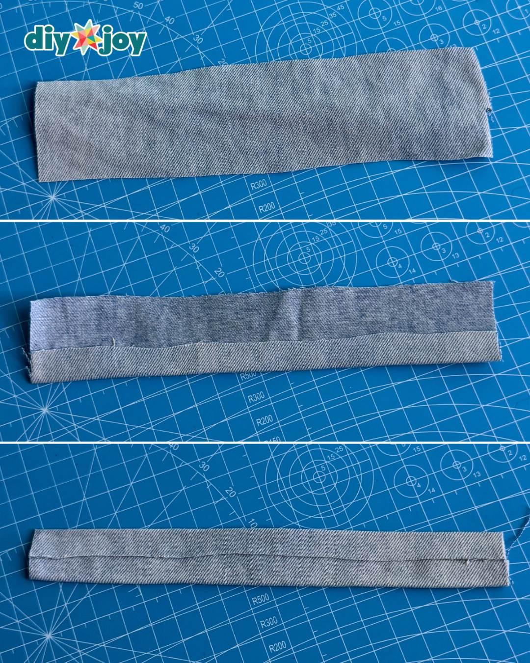 Easy upcycled jeans bracelet craft for kids, teens, and adults using denim, beads, and buttons
