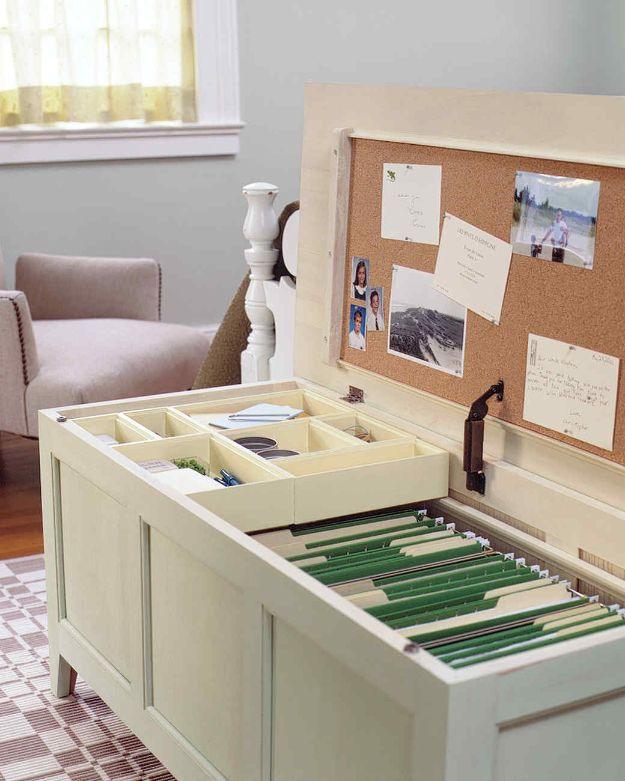 DIY Office Furniture - Office In A Chest - Do It Yourself Home Office Furniture Ideas - Desk Projects, Thrift Store Makeovers, Chairs, Office File Cabinets and Organization - Shelv