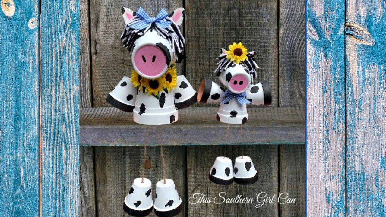 Flower Pot Cow Shelf Sitter DIY