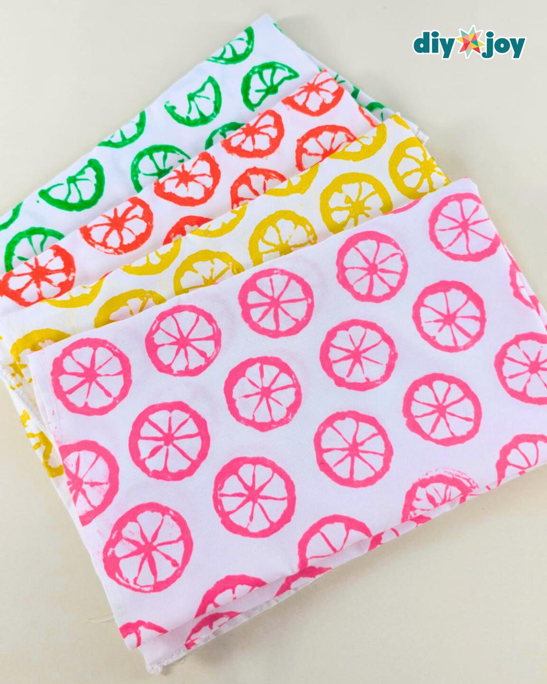 Citrus Print Tea Towels — simple diy fabric painting