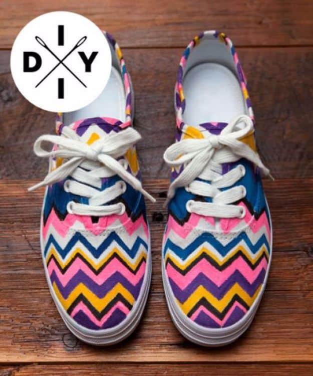 DIY Missoni Shoes, low effort once the supplies are laid out and charm that photographs better than it costs