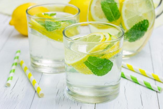 Morning Lemon & Mint Detox Water, an easy way to add flavor without added sugar and a pretty drink idea for a warm afternoon