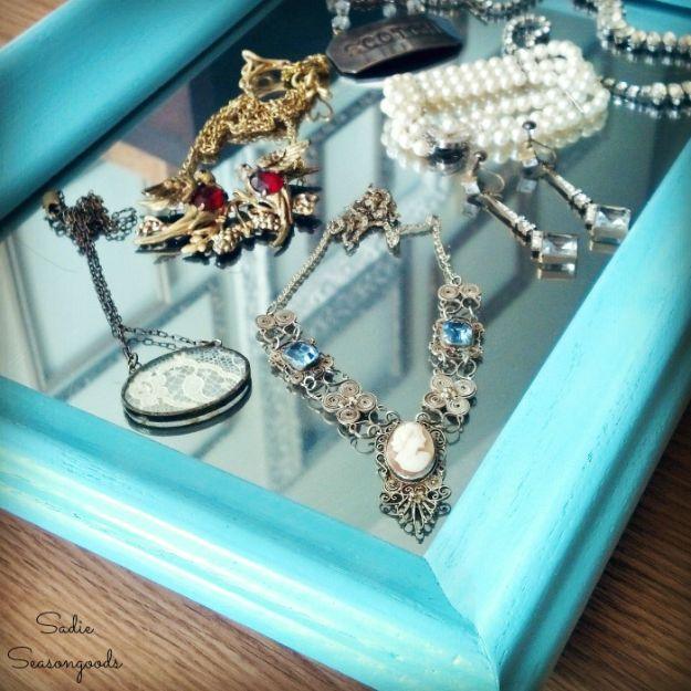 DIY Vanity Trays - Mirrored Vanity Tray from Wooden Picture Frames - Easy Homemade Decor for Bathroom, Bedroom and Vanities - Tray to Store Jewelry and Accessories With These Cool