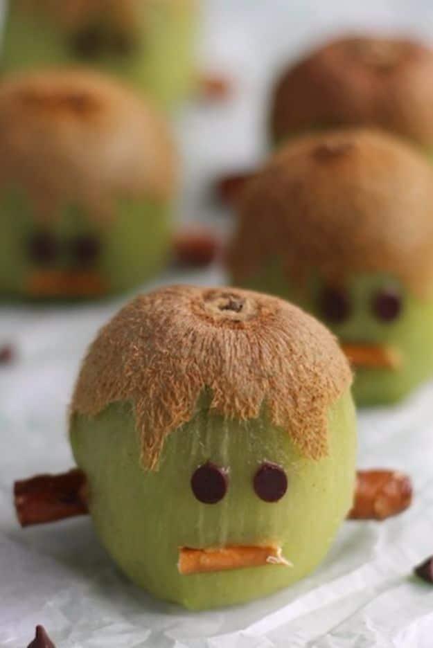 Easy appetizer recipe, kid-friendly spooky serving and simple make-ahead option, highlighting frankenstein kiwis