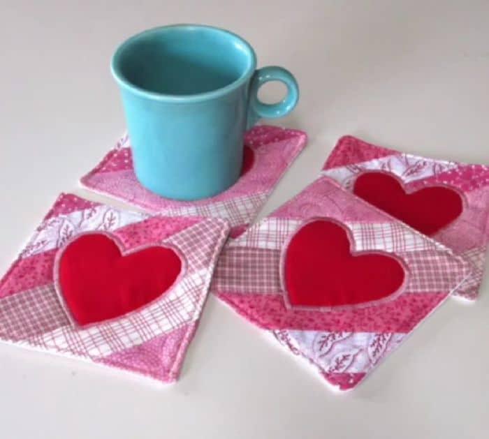 How To Sew Quilted Valentine's Day Heart Coasters