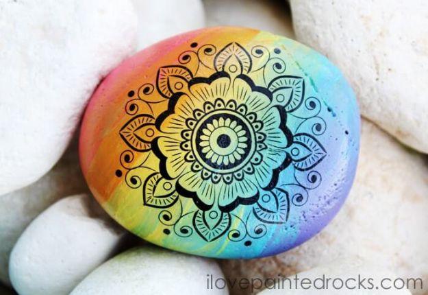 Rainbow Mandala Rocks, fast enough to put together in one sitting and a gift that says more than a store bought one would