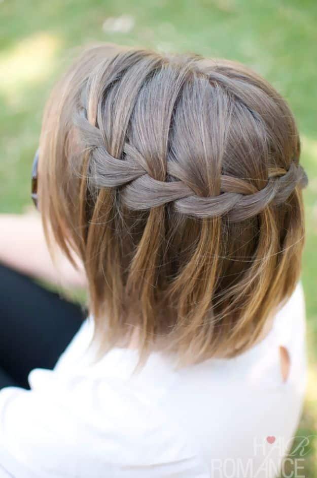 Holiday Hairstyles - Short Hair Waterfall Braid - Cute DIY Hair Styles for Christmas and New Years Eve, Special Occasion - Updos, Braids, Buns, Ponytails, Half Up Half Down Looks #
