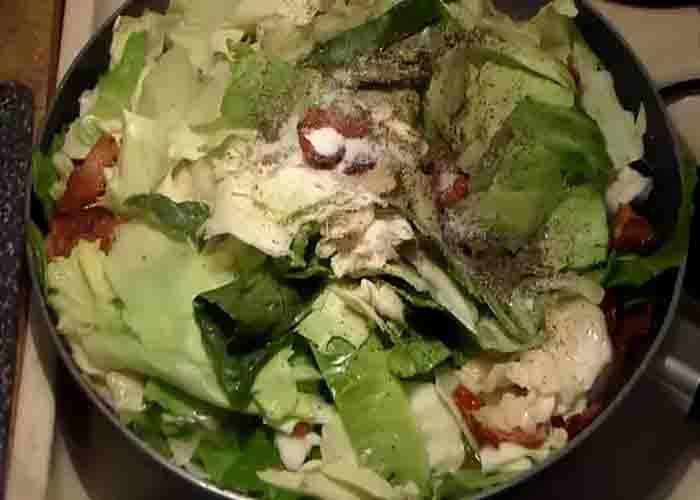 Cooking the southern fried cabbage