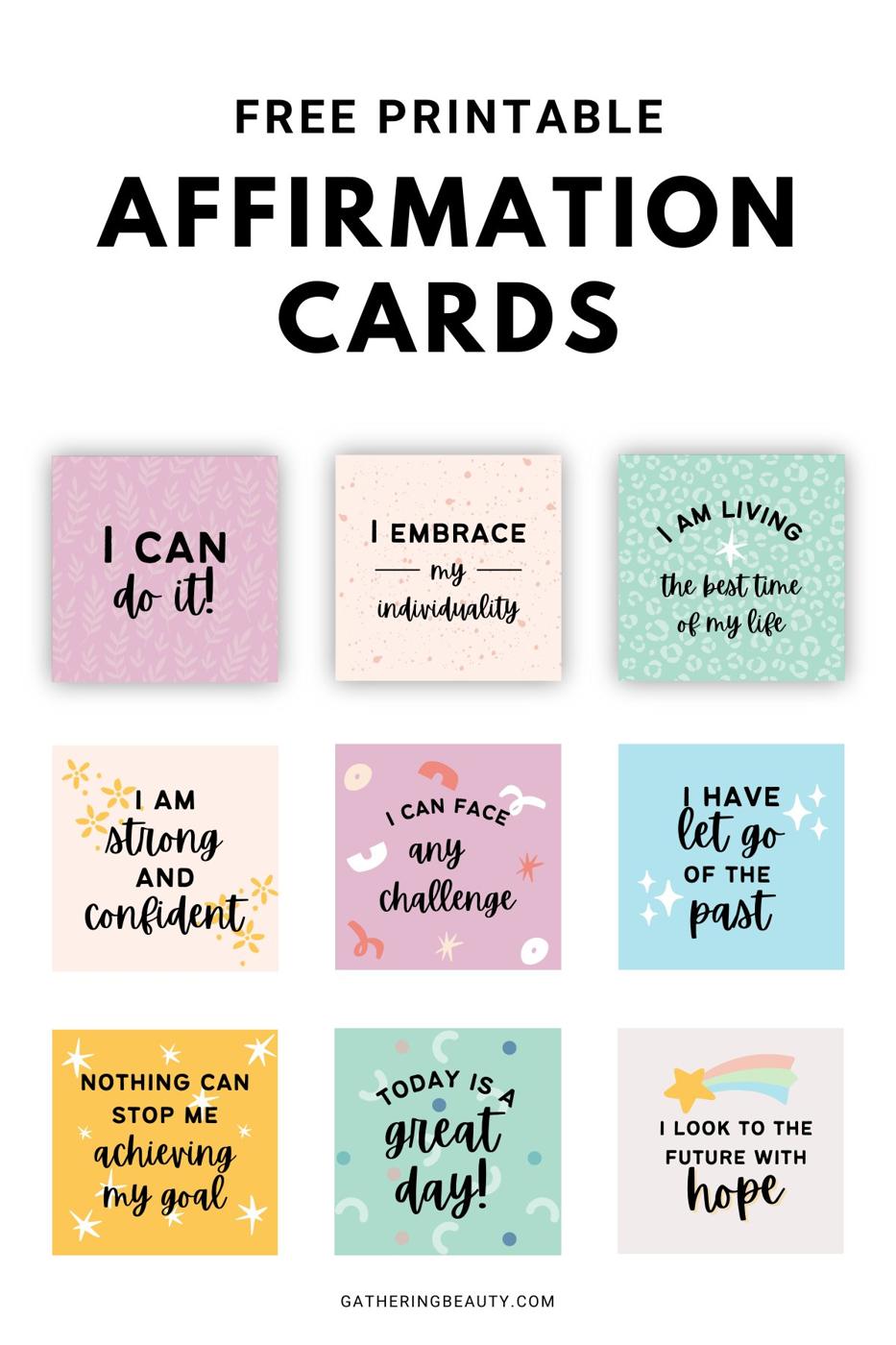 Free Printable Affirmation Cards, easy to fit into a busy afternoon and better looking than a store bought print
