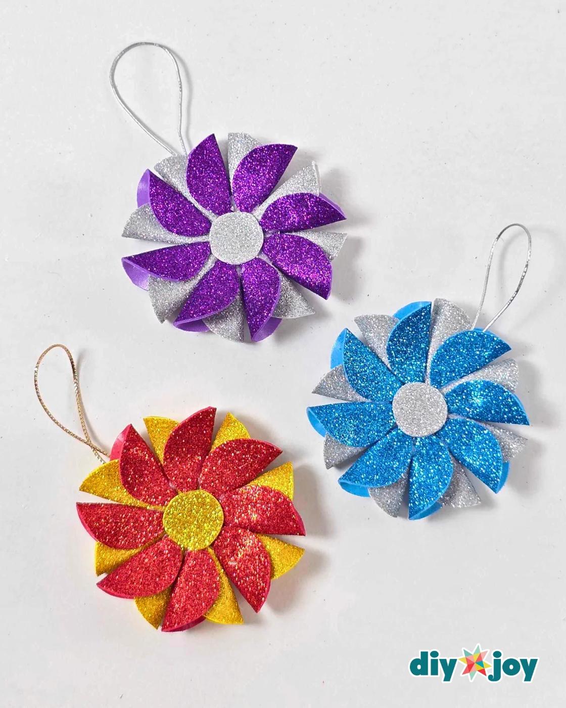 Easy Christmas Ornaments Glitter Foam — glitter foam ornaments you can make at home