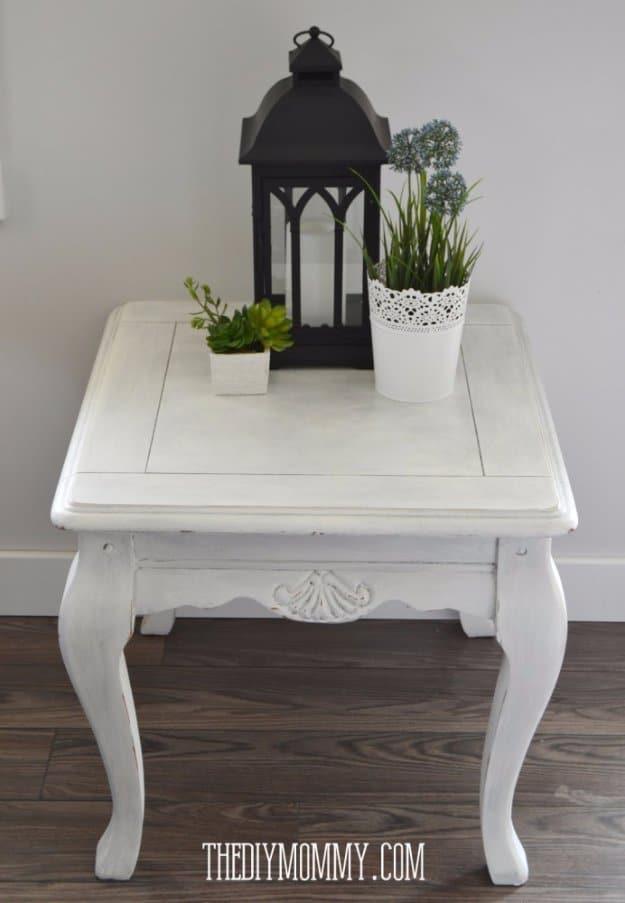 DIY Upcycled Colored Wax Side Table, doable even on a tight timeline and a clever way to use what you already own