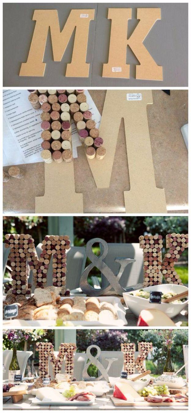 Wine Cork Monogram Letters, a reclaimed craft accent, easy to scale up for a full batch and a detail guests always ask about