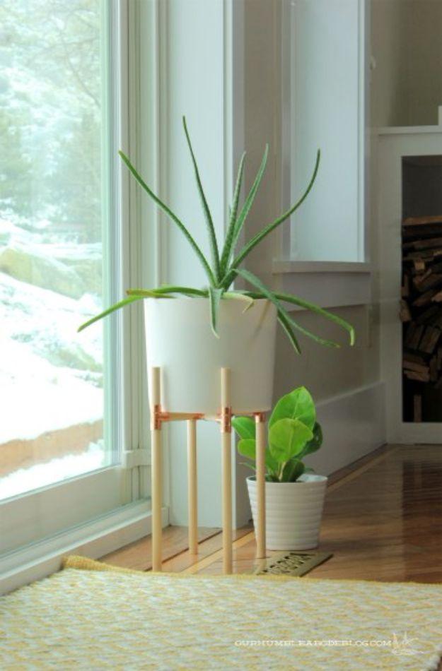 Wooden Dowel And Copper Fitting DIY Plant Stand, a handmade greenery feature, easy to scale up for a full batch