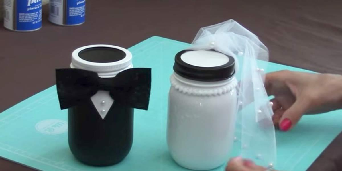 What Wedding Would Be Complete Without Bride And Groom Mason Jars?