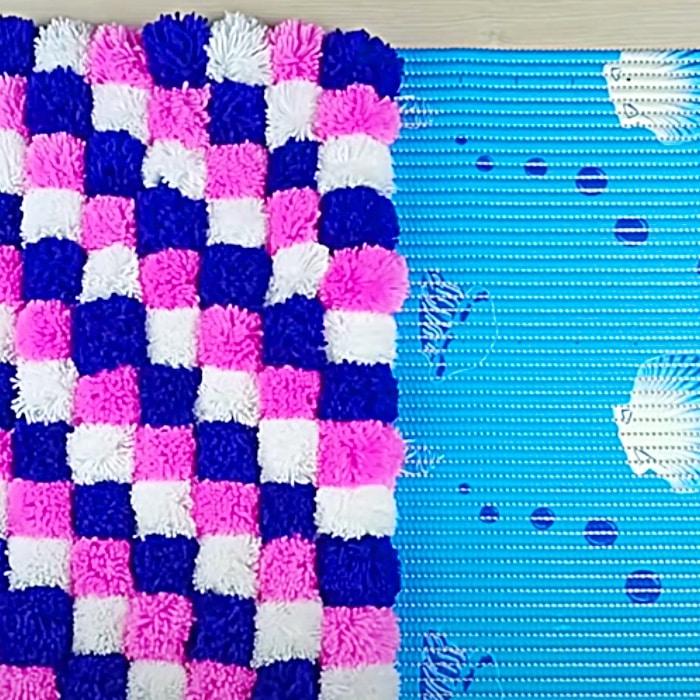 DIY Bathroom Mat - Pom Pom Rug Idea - DIY Bathroom Decor