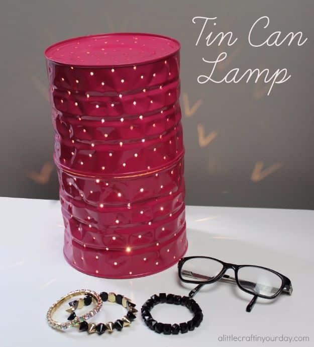 Tin Can Lamp, an upcycled container craft, easy to scale up for a whole batch and a keepsake worth handing down