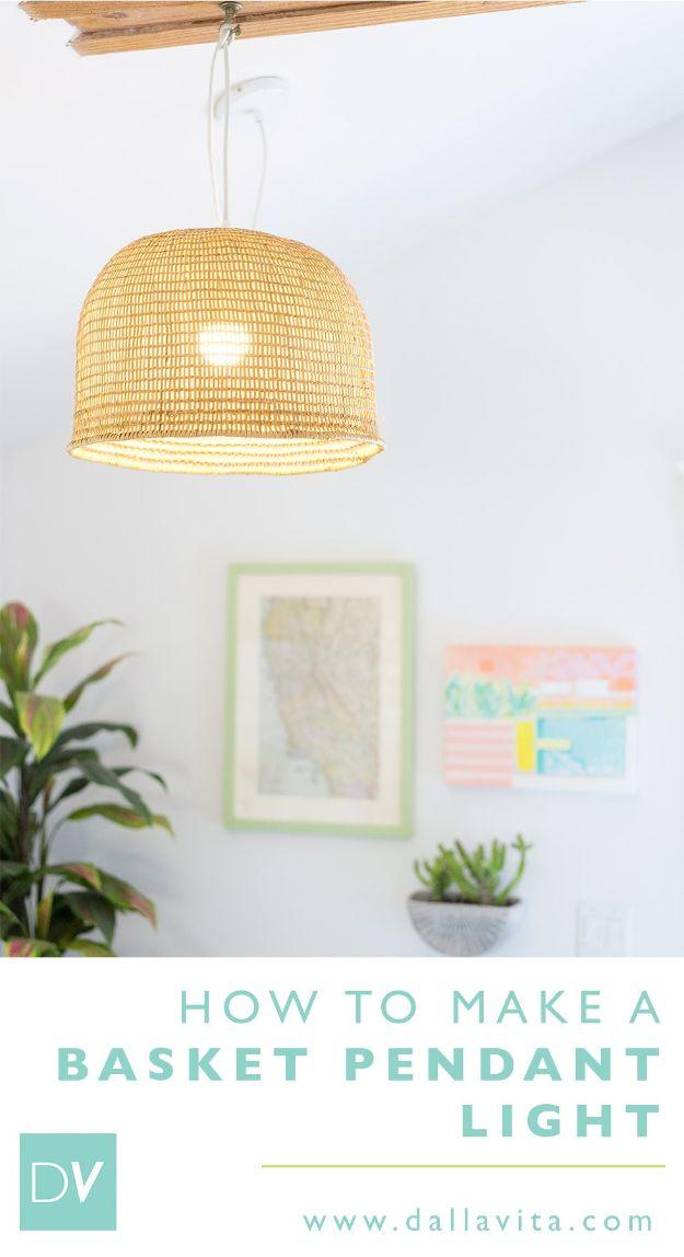 Make a Basket Pendant Light, budget friendly using stuff already sitting in a bin and a detail guests always ask about