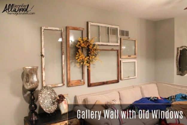 Gallery Wall With Old Windows, a charming upcycled find, and a fix that outlasts most store bought options