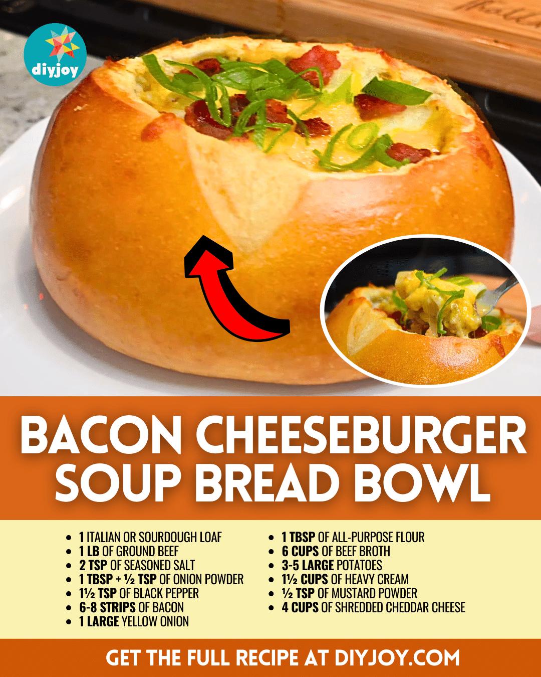 Easy Bacon Cheeseburger Soup Bread Bowl