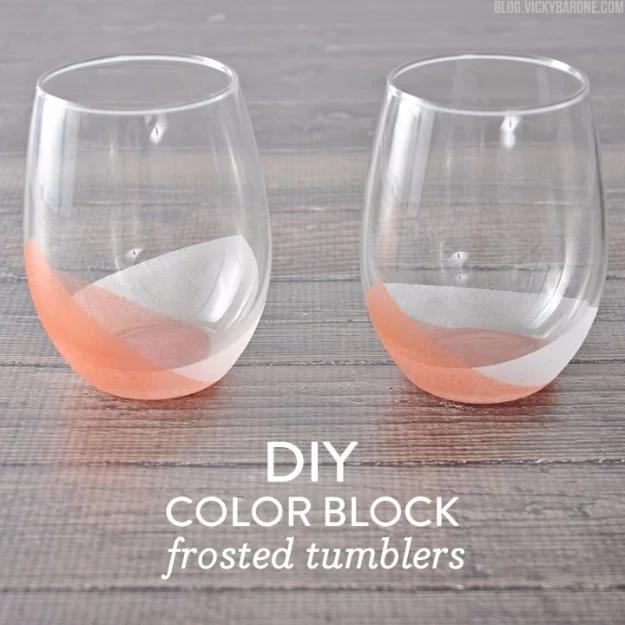 DIY Color Block Frosted Tumblers, a handmade gift that actually gets used and worth the little effort